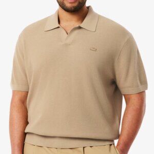 Lacoste Cotton Blend Open Polo Collared Sweater in Beige - Men's Size 3XL (NWT)